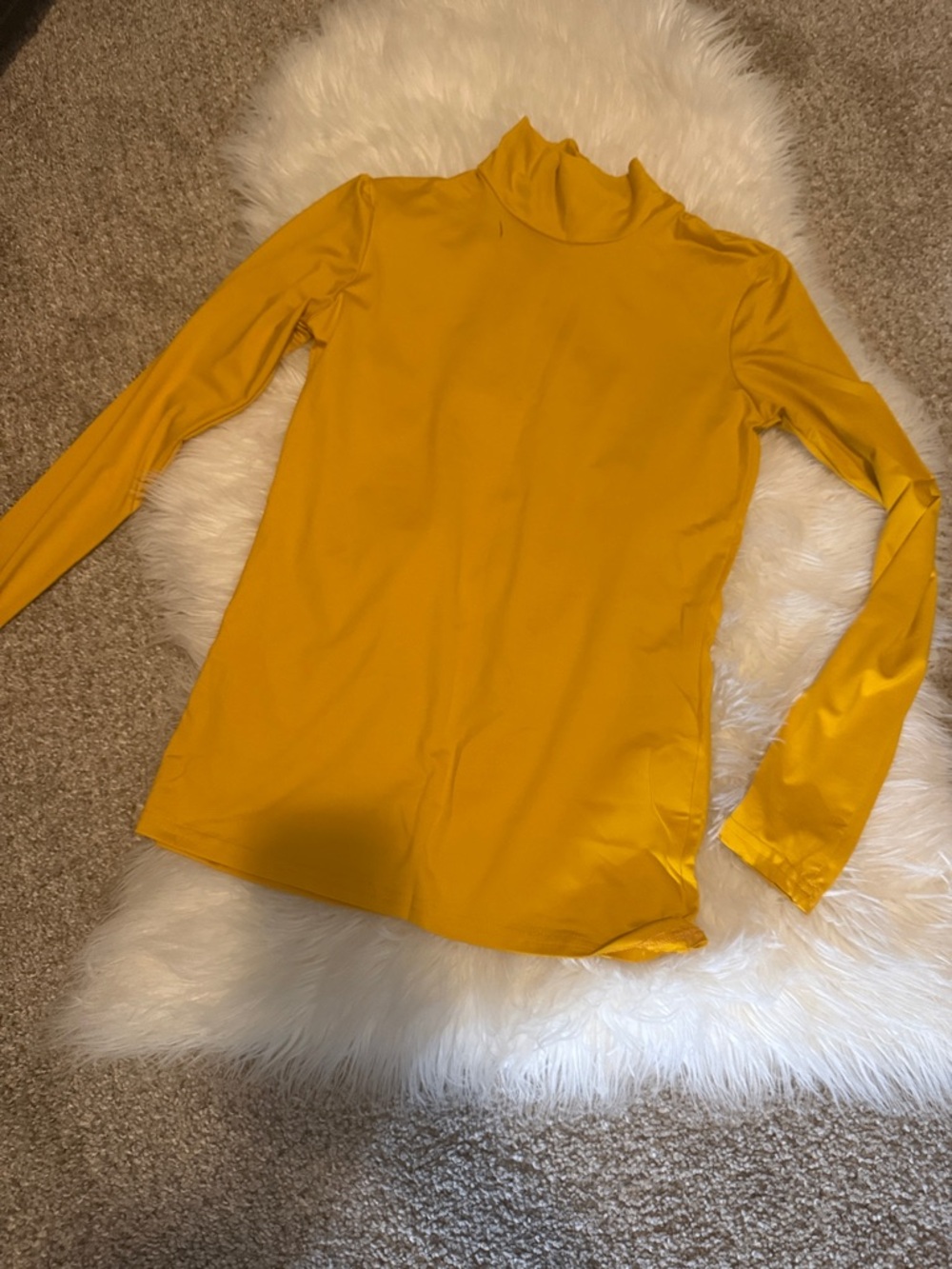 SHEIN Ochre Mock Neck Long Sleeve Top